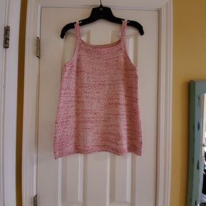 Loft Sleeveless Sweater Top Red and White Colored